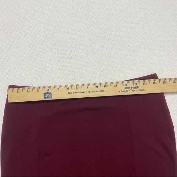 Ann Taylor Factory Pencil Skirt Size Medium Burgundy Wine Elastic Waist Stretchy - Picture 4 of 15